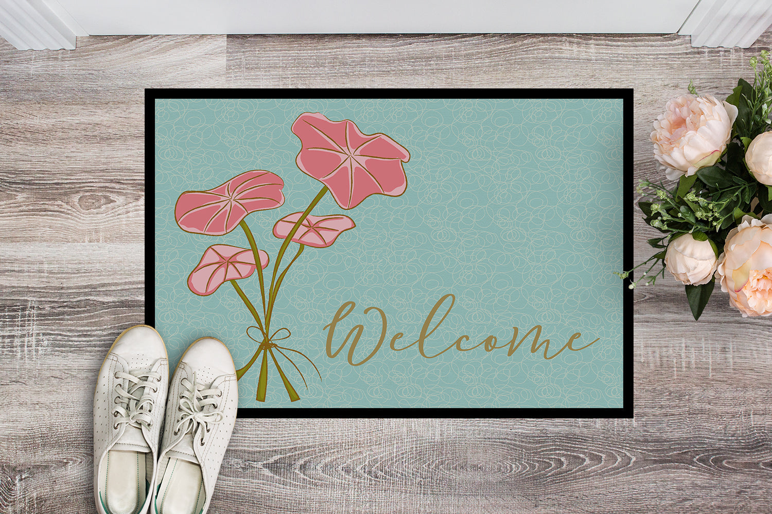 Bunch of Flowers Welcome Doormat Indoor Outdoor 18H X 27W Front Door Mat Rugs for Entryway, Non Slip Washable