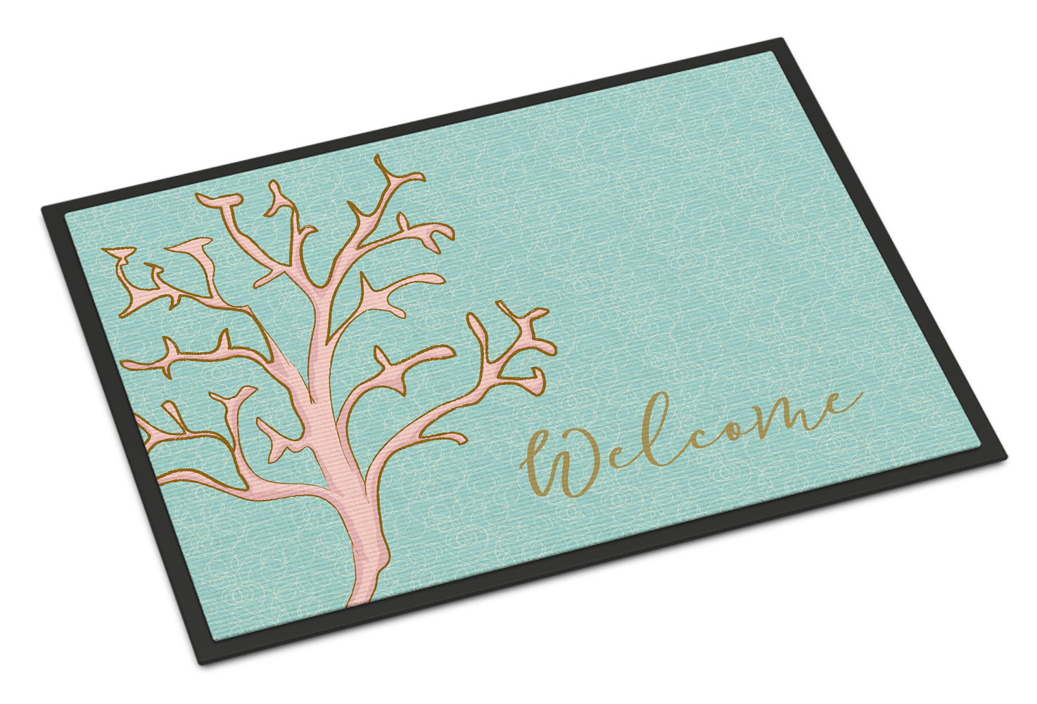 Coral Welcome Doormat Indoor Outdoor 24H X 36W Front Door Mat Rugs for Entryway, Non Slip Washable Low Pile,