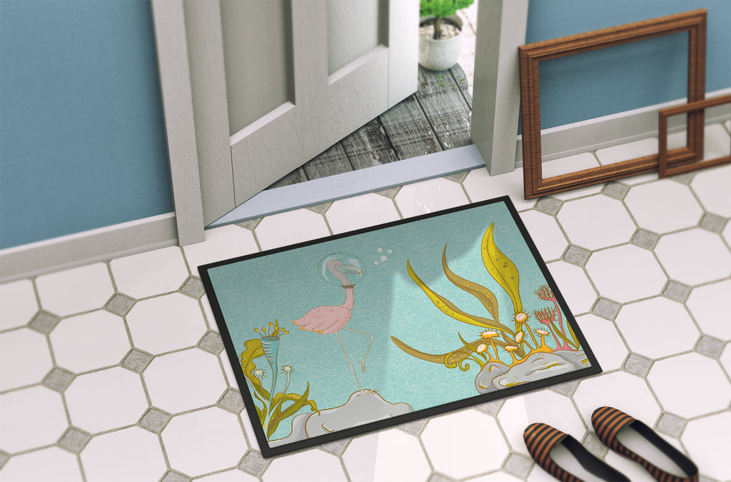 Flamingo Underwater #2 Doormat Indoor Outdoor 24H X 36W Front Door Mat Rugs for Entryway, Non Slip Washable Low Pile,