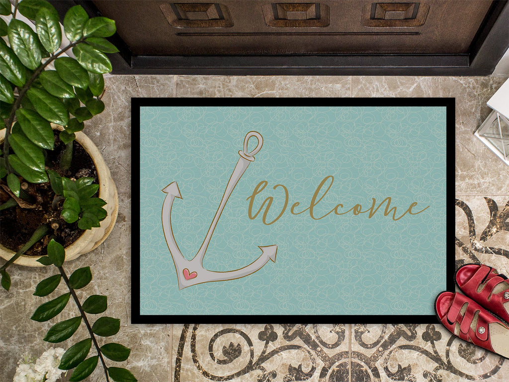 Anchor Welcome Doormat Indoor Outdoor 24H X 36W Front Door Mat Rugs for Entryway, Non Slip Washable Low Pile,