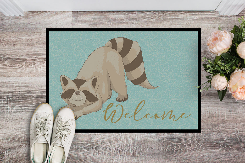 Raccoon Welcome Doormat Indoor Outdoor 18H X 27W Front Door Mat Rugs for Entryway, Non Slip Washable