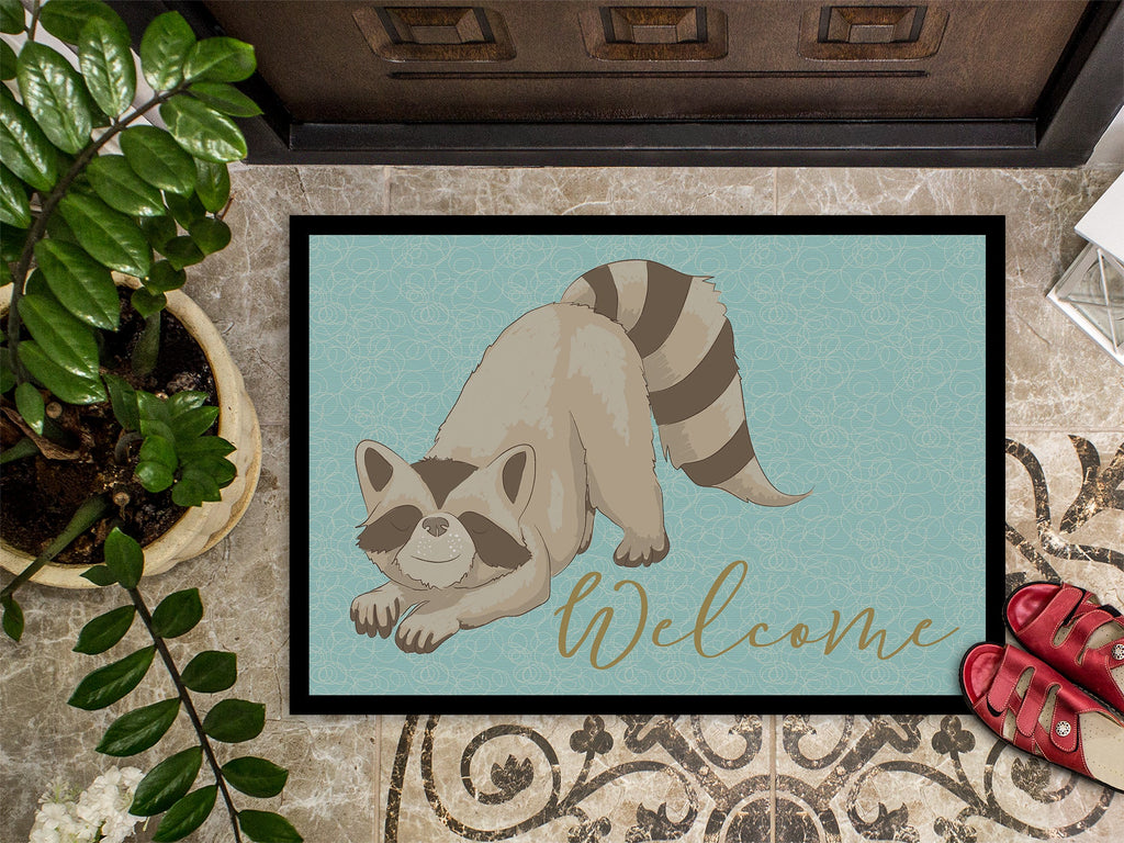 Raccoon Welcome Doormat Indoor Outdoor 18H X 27W Front Door Mat Rugs for Entryway, Non Slip Washable