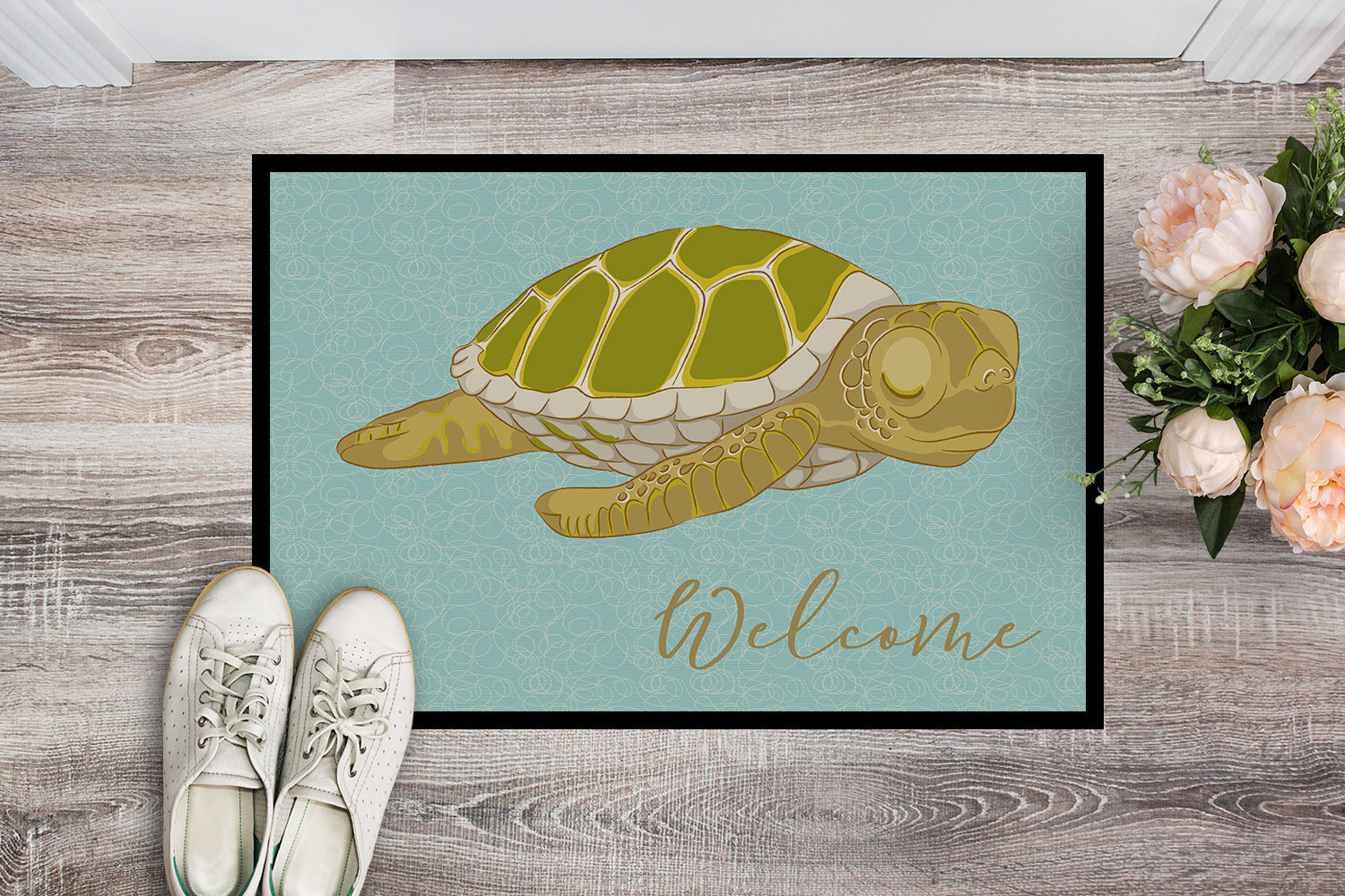 Sea Turtle Welcome Doormat Indoor Outdoor 18H X 27W Front Door Mat Rugs for Entryway, Non Slip Washable