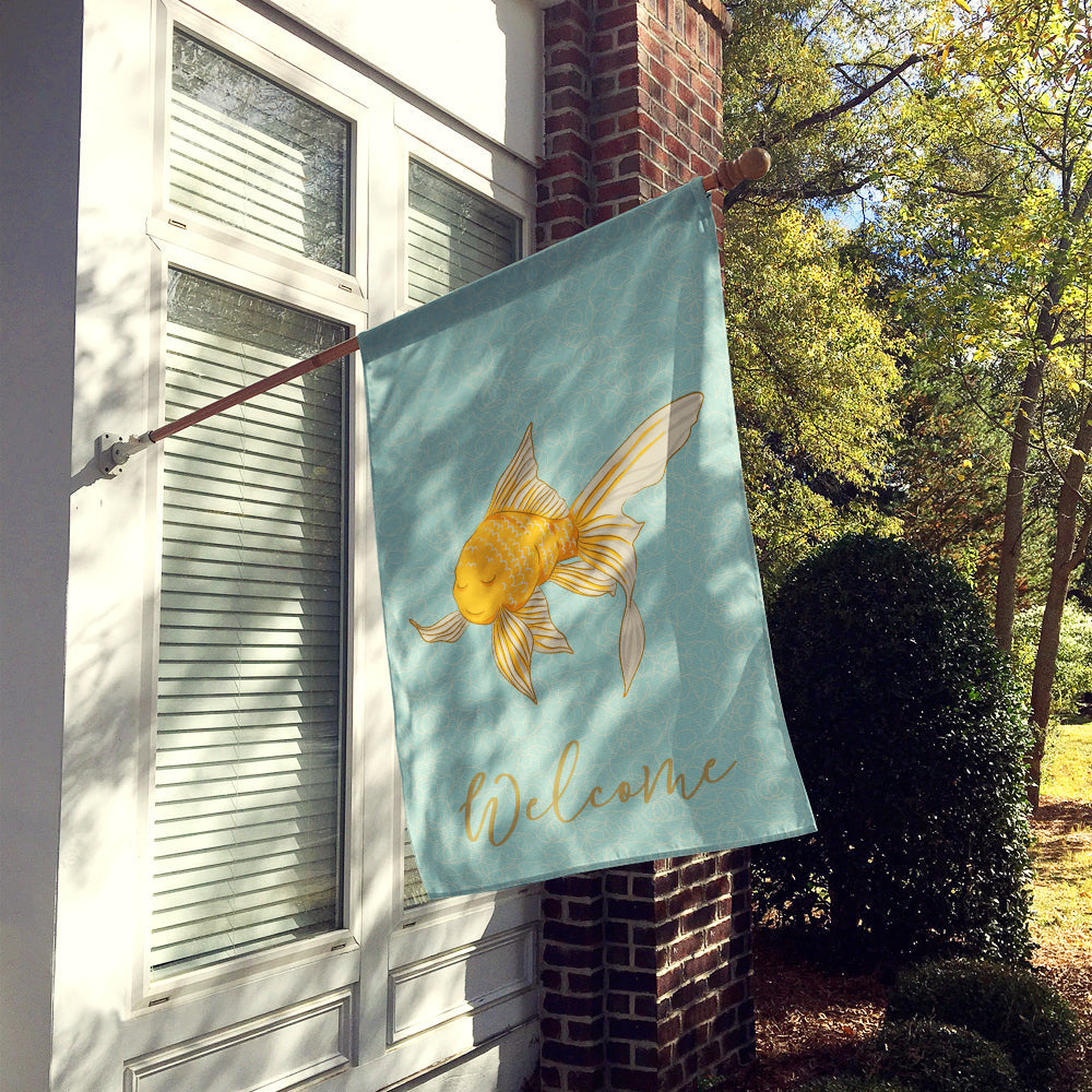 Gold Fish House Flag 28x40 Porch Sleeve Pole Decorative Outside Yard Banner Artwork Wall Hanging, Polyester