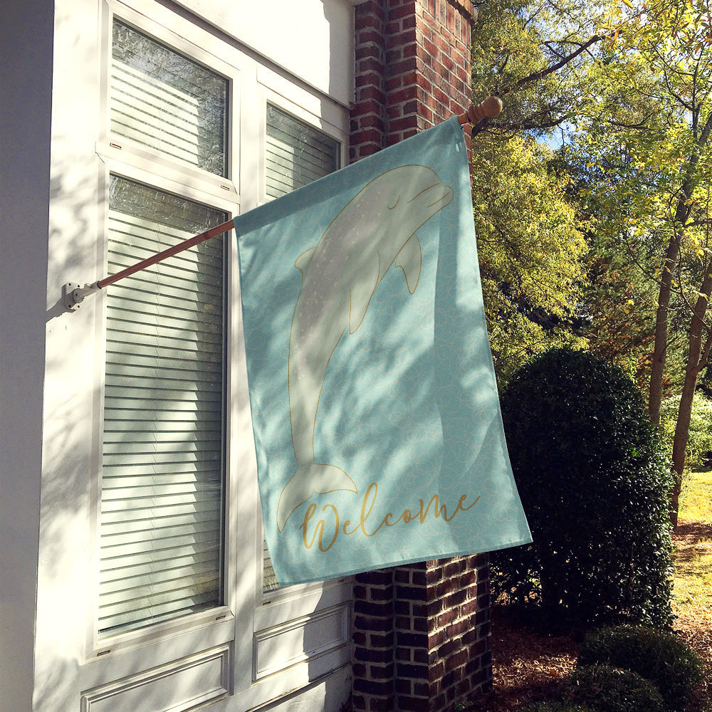 Dolphin House Flag 28x40 Porch Sleeve Pole Decorative Outside Yard Banner Artwork Wall Hanging, Polyester