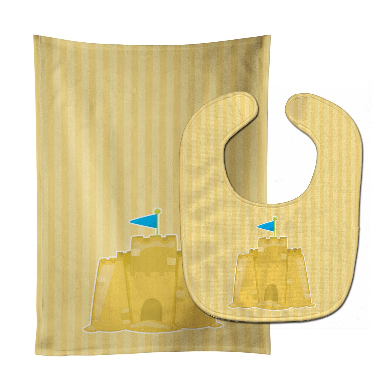 Beach Sand Castle Baby Bib & Burp Cloth Easy-Clean Baby Bib Baby Feeding Accessory Baby Mealtime Essential