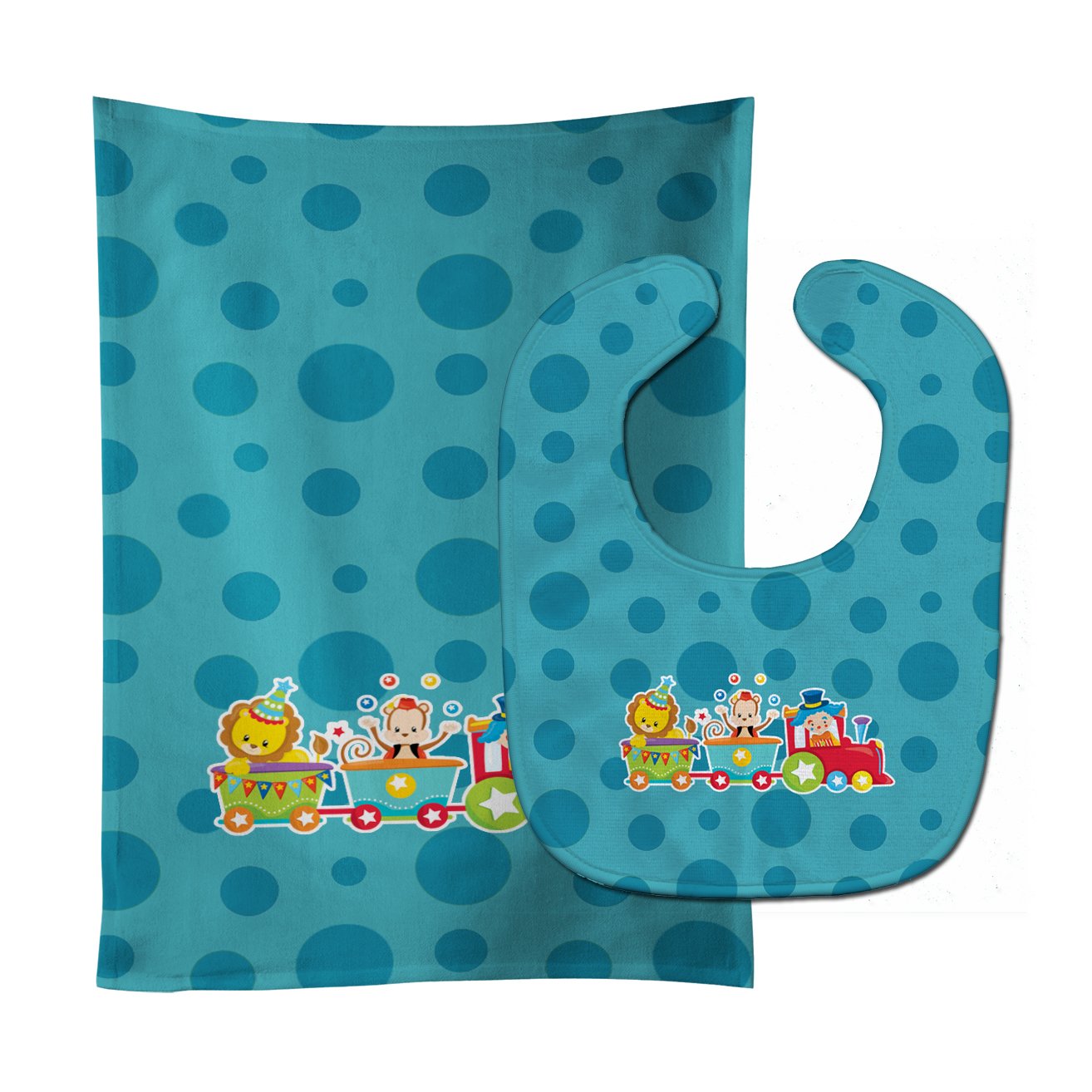 Circus Train Baby Bib & Burp Cloth Easy-Clean Baby Bib Baby Feeding Accessory Baby Mealtime Essential
