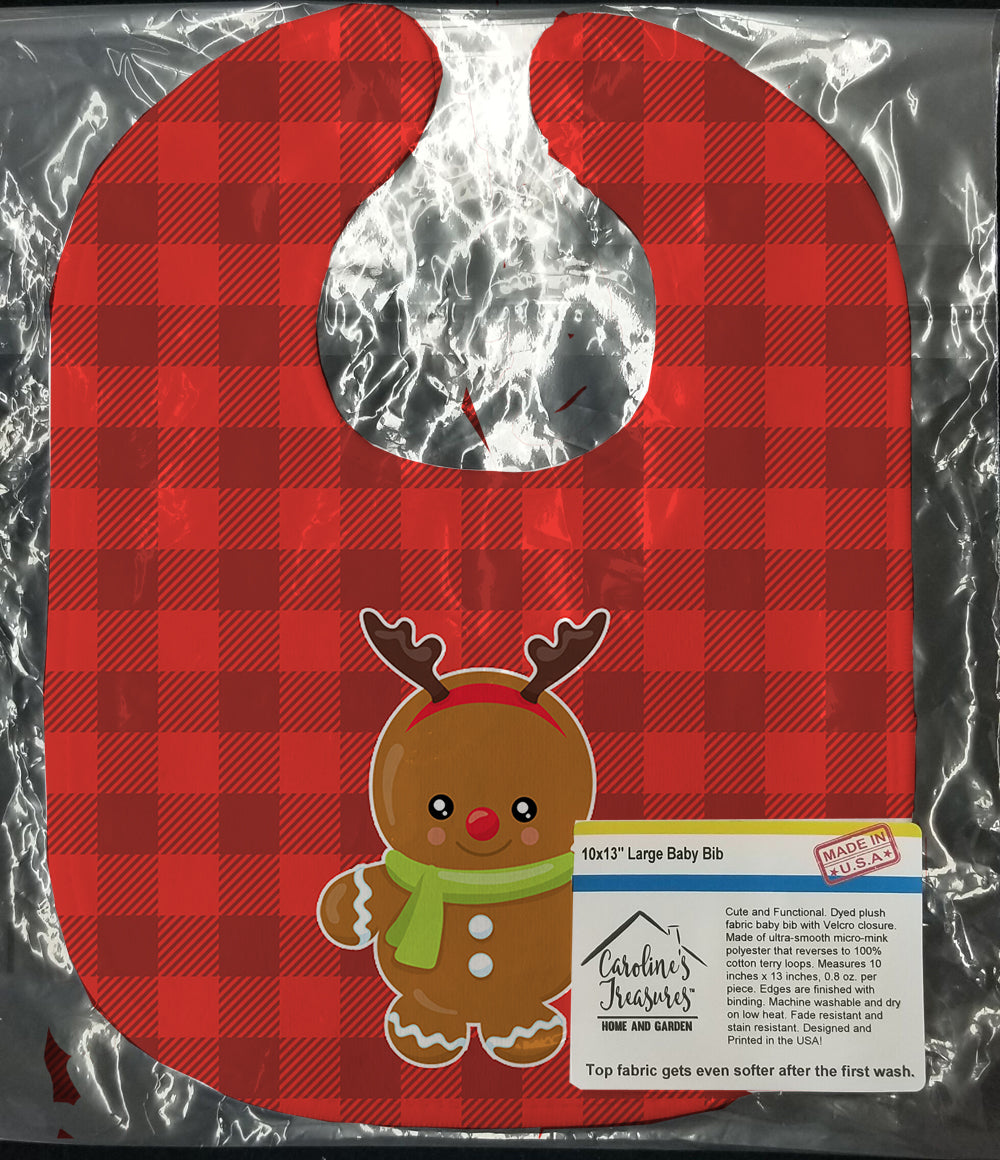 Christmas Gingerbread Reindeer Baby Bib Easy-Clean Baby Bib Baby Feeding Accessory Baby Mealtime Essential, 10 x 13, Multicolor