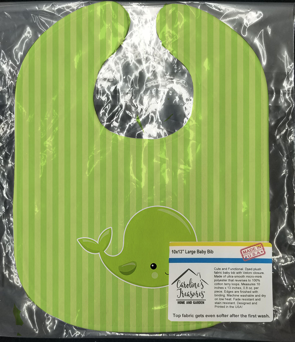 Nautical Whale Green Baby Bib Easy-Clean Baby Bib Baby Feeding Accessory Baby Mealtime Essential, 10 x 13, Multicolor