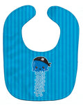 Nautical Pirate Jellyfish Blue #2 Baby Bib Easy-Clean Baby Bib Baby Feeding Accessory Baby Mealtime Essential, 10 x 13, Multicolor