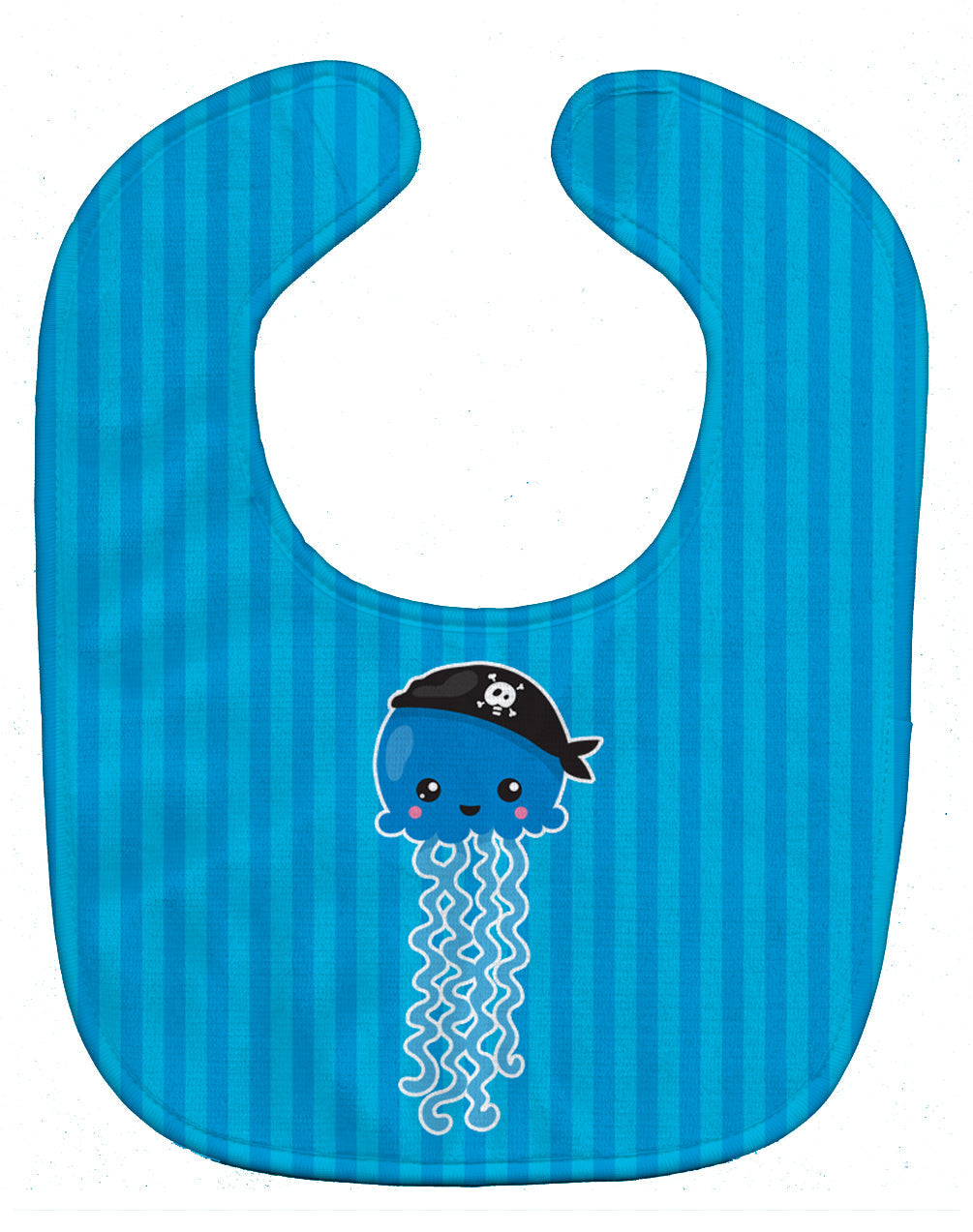 Nautical Pirate Jellyfish Blue #2 Baby Bib Easy-Clean Baby Bib Baby Feeding Accessory Baby Mealtime Essential, 10 x 13, Multicolor