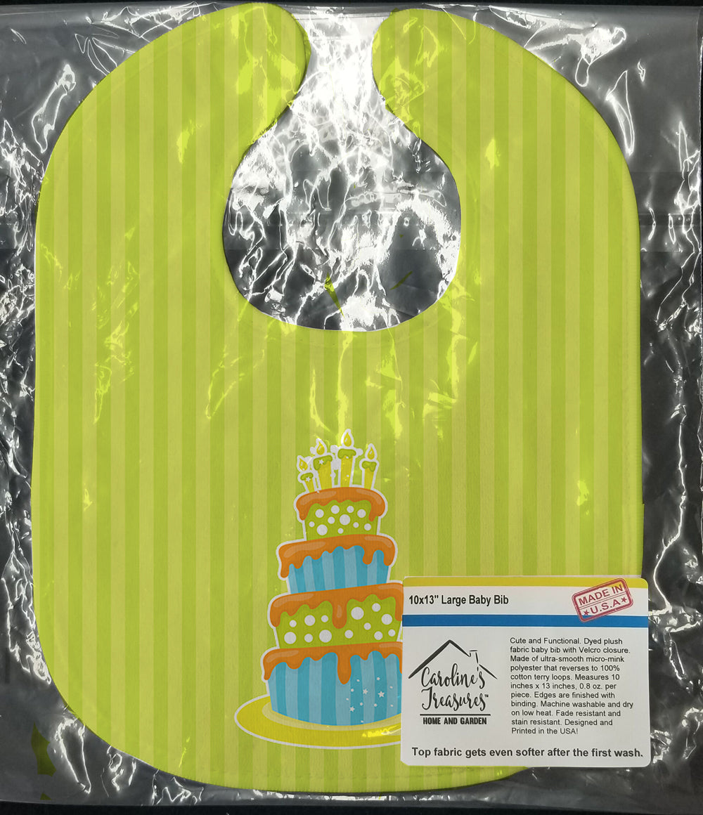 Dinosaur Birthday Cake Baby Bib Easy-Clean Baby Bib Baby Feeding Accessory Baby Mealtime Essential, 10 x 13, Multicolor