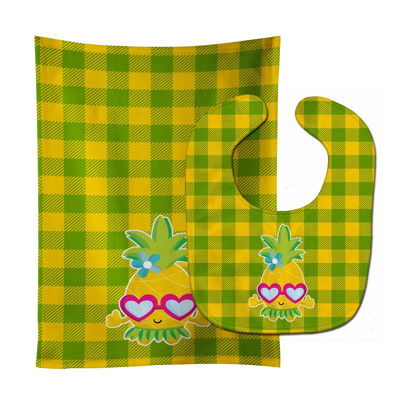 Pineapple Face with Heart Glasses Baby Bib & Burp Cloth Easy-Clean Baby Bib Baby Feeding Accessory Baby Mealtime Essential