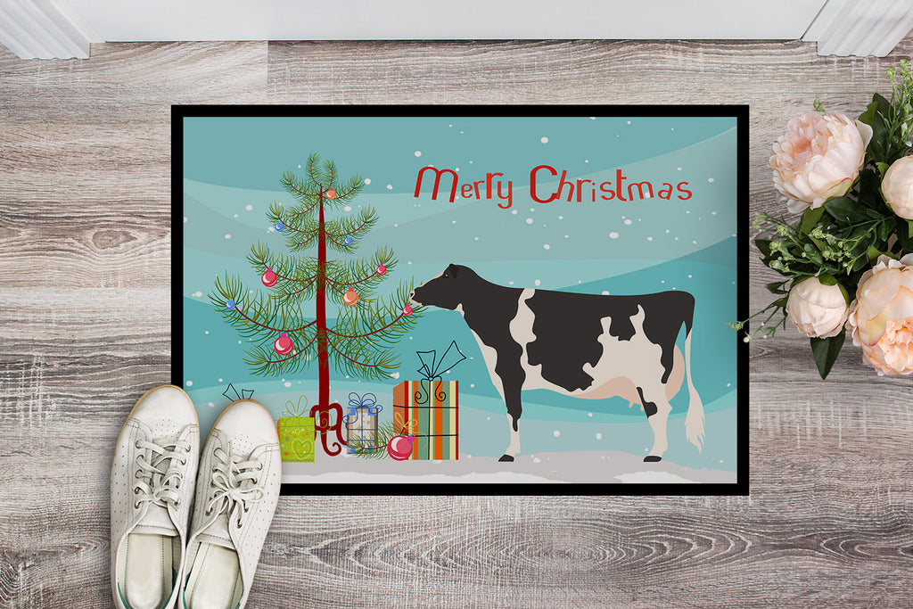 Holstein Cow Christmas Doormat Indoor Outdoor 24H X 36W Front Door Mat Rugs for Entryway, Non Slip Washable Low Pile,