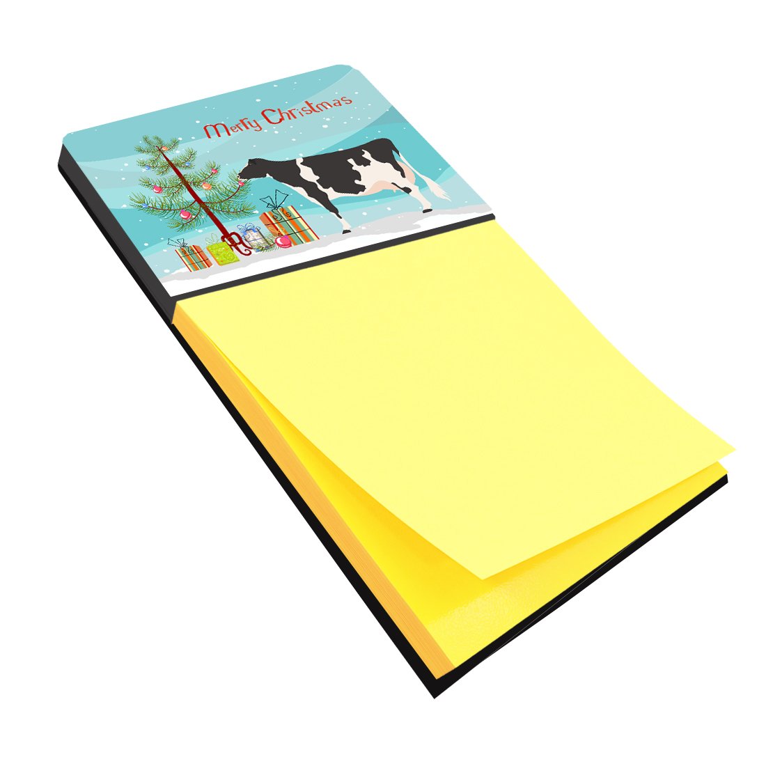 Holstein Cow Christmas Watercolor Sticky Note Holder Refillable Dispenser Desk Accessory 3x3 Pad Gift
