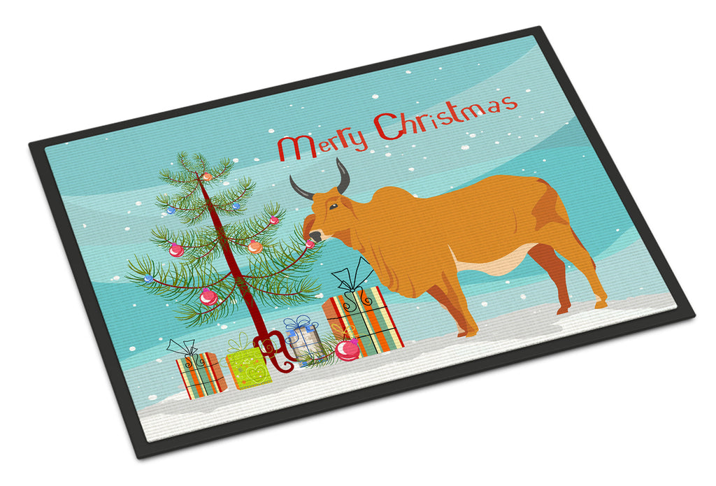 Zebu Indicine Cow Christmas Doormat Indoor Outdoor 24H X 36W Front Door Mat Rugs for Entryway, Non Slip Washable Low Pile,