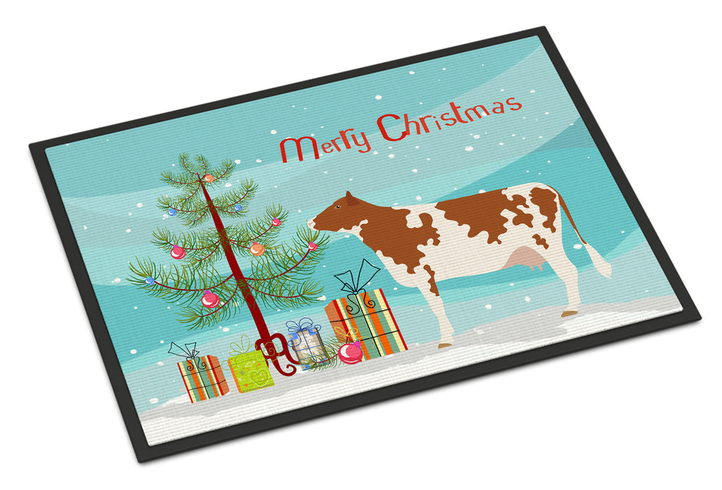 Ayrshire Cow Christmas Doormat Indoor Outdoor 24H X 36W Front Door Mat Rugs for Entryway, Non Slip Washable Low Pile,