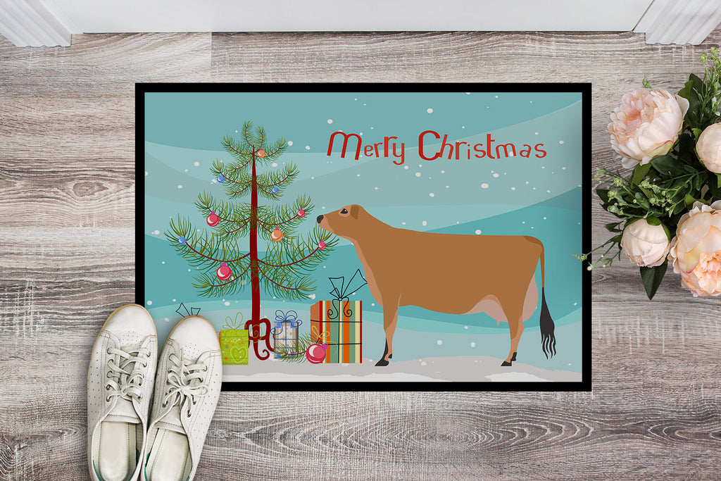 Jersey Cow Christmas Doormat Indoor Outdoor 24H X 36W Front Door Mat Rugs for Entryway, Non Slip Washable Low Pile,