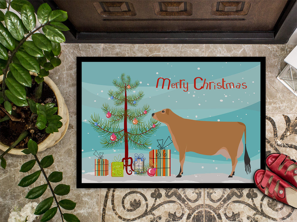 Jersey Cow Christmas Doormat Indoor Outdoor 24H X 36W Front Door Mat Rugs for Entryway, Non Slip Washable Low Pile,