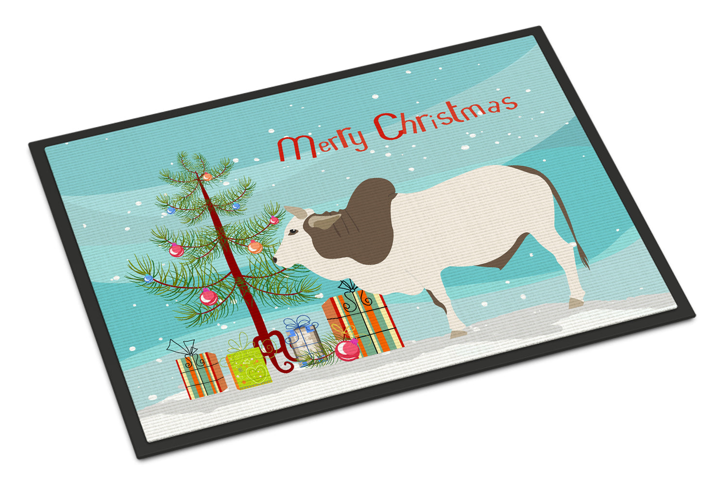 Malvi Cow Christmas Doormat Indoor Outdoor 18H X 27W Front Door Mat Rugs for Entryway, Non Slip Washable