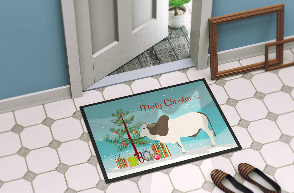Malvi Cow Christmas Doormat Indoor Outdoor 18H X 27W Front Door Mat Rugs for Entryway, Non Slip Washable