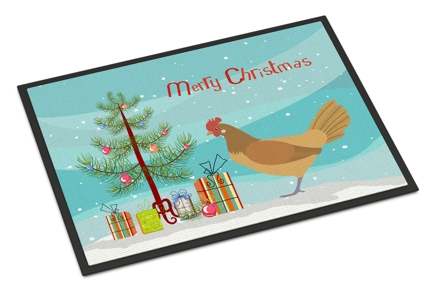 Frisian Friesian Chicken Christmas Doormat Indoor Outdoor 18H X 27W Front Door Mat Rugs for Entryway, Non Slip Washable
