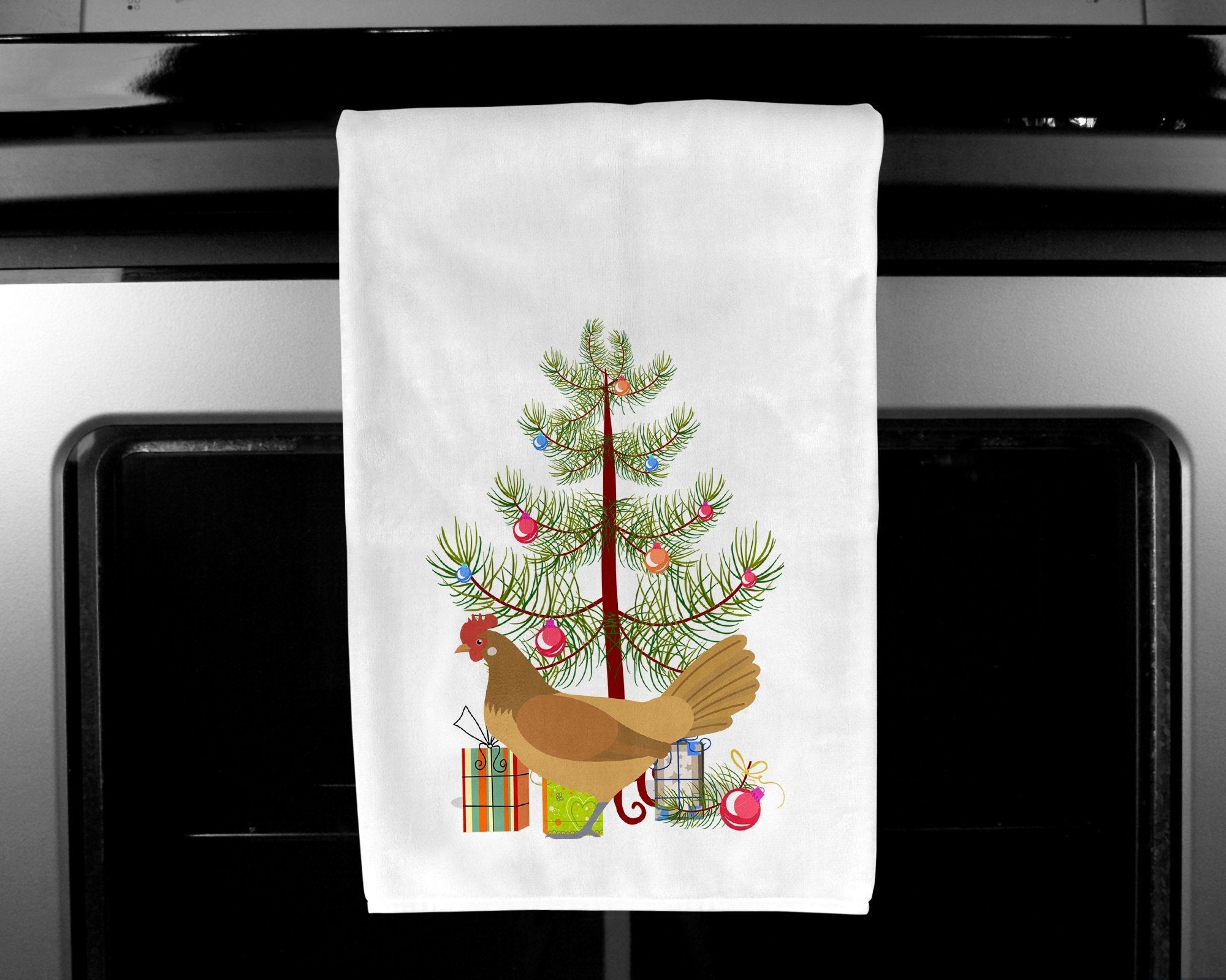 Frisian Friesian Chicken Christmas Kitchen Towel Set of 2 White Dish Towels Decorative Bathroom Hand towel for Hand, Face, Hair, Yoga, Tea, Dishcloth, 19 X 28", White