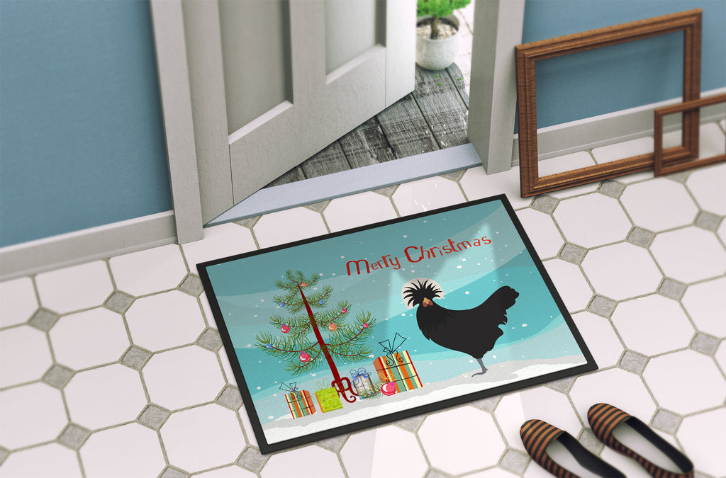 Polish Poland Chicken Christmas Doormat Indoor Outdoor 18H X 27W Front Door Mat Rugs for Entryway, Non Slip Washable