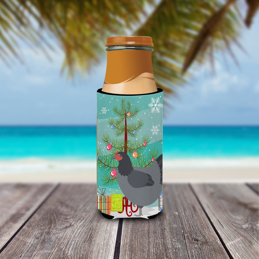 Jersey Giant Chicken Christmas Slim Can Hugger , Insulated Foam Hugger for 12 oz Slim Cans, Beer Bottles & Water Bottles, Printed in USA