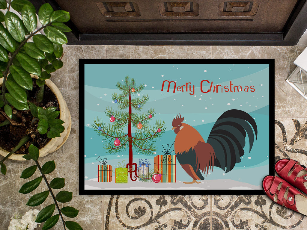 Dutch Bantam Chicken Christmas Doormat Indoor Outdoor 18H X 27W Front Door Mat Rugs for Entryway, Non Slip Washable