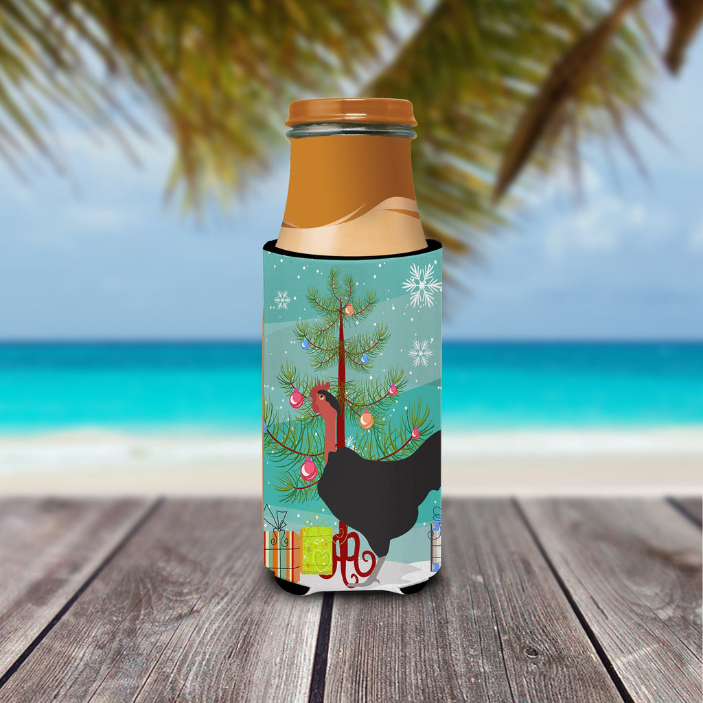 Naked Neck Chicken Christmas Slim Can Hugger , Insulated Foam Hugger for 12 oz Slim Cans, Beer Bottles & Water Bottles, Printed in USA