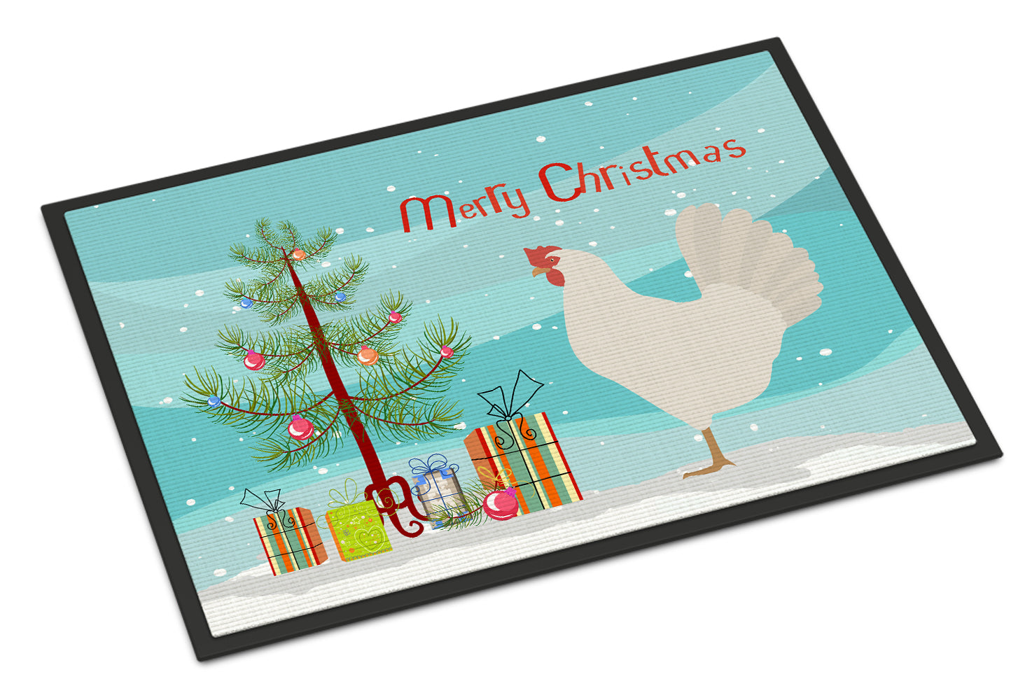 Leghorn Chicken Christmas Doormat Indoor Outdoor 24H X 36W Front Door Mat Rugs for Entryway, Non Slip Washable Low Pile,