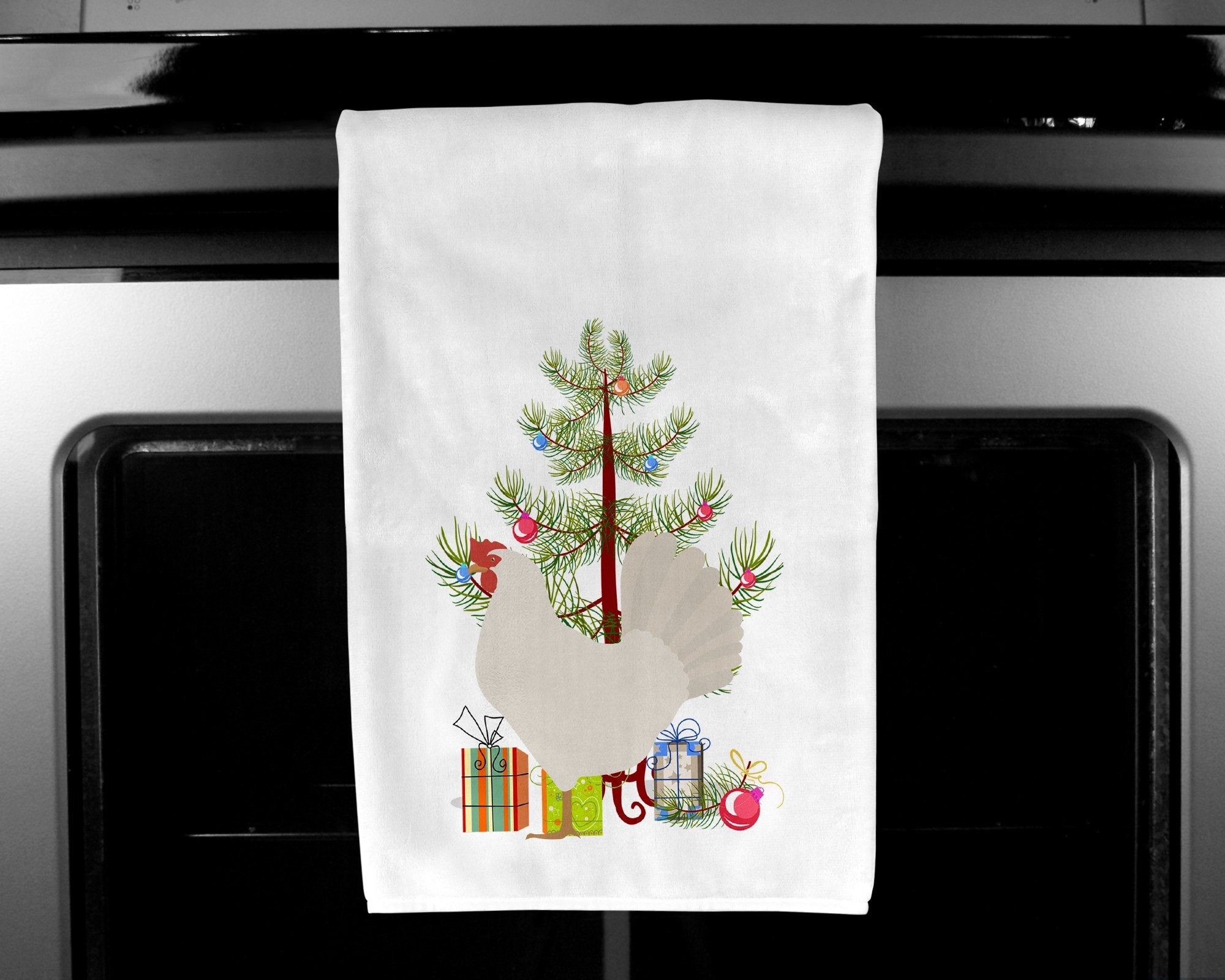 Leghorn Chicken Christmas Kitchen Towel Set of 2 White Dish Towels Decorative Bathroom Hand towel for Hand, Face, Hair, Yoga, Tea, Dishcloth, 19 X 28", White
