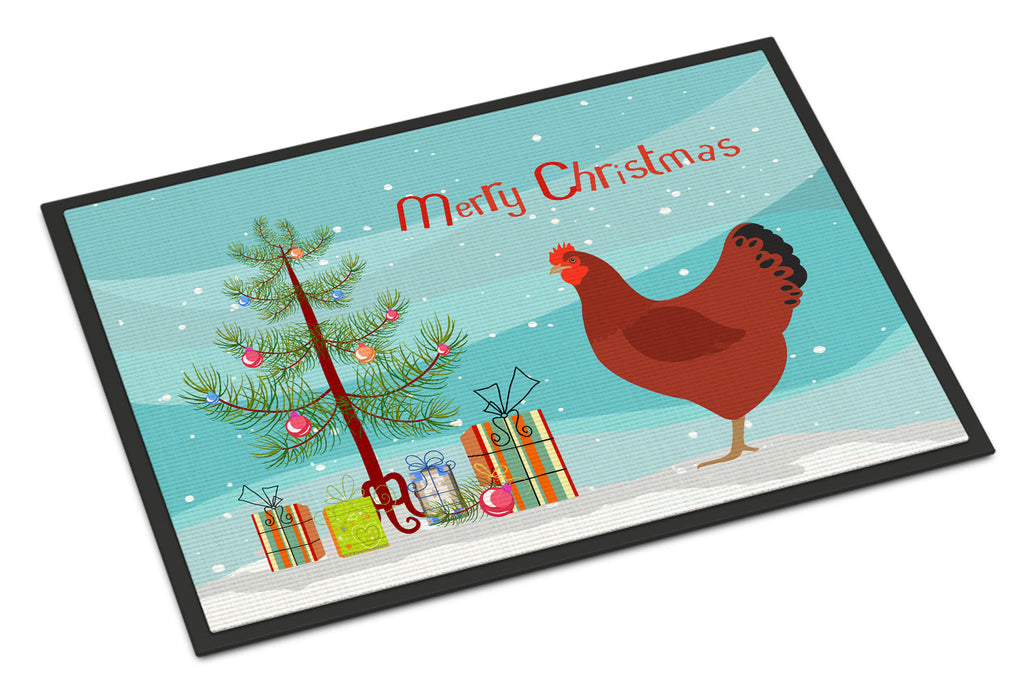 New Hampshire Red Chicken Christmas Doormat Indoor Outdoor 18H X 27W Front Door Mat Rugs for Entryway, Non Slip Washable