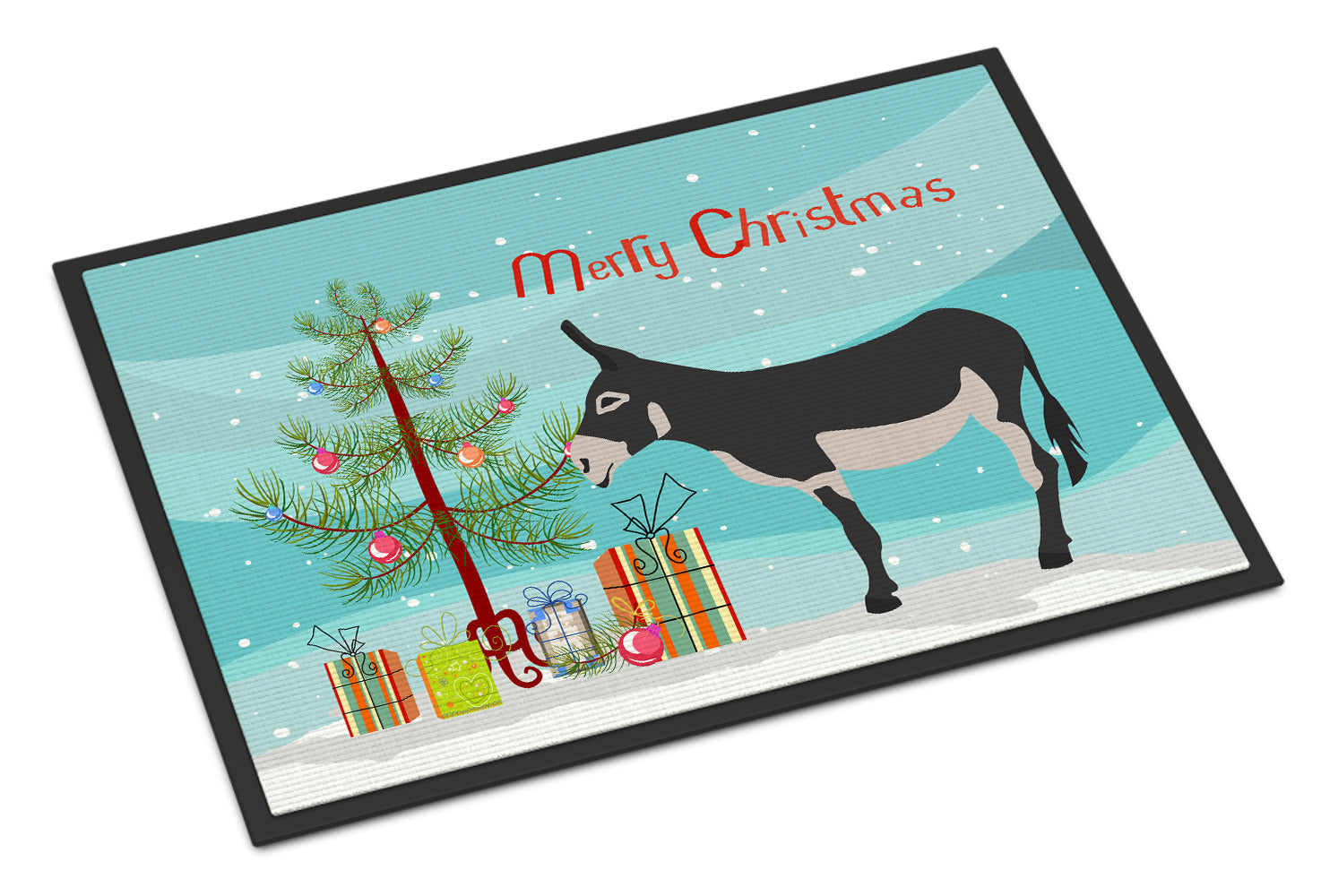 American Mammoth Jack Donkey Christmas Doormat Indoor Outdoor 24H X 36W Front Door Mat Rugs for Entryway, Non Slip Washable Low Pile,