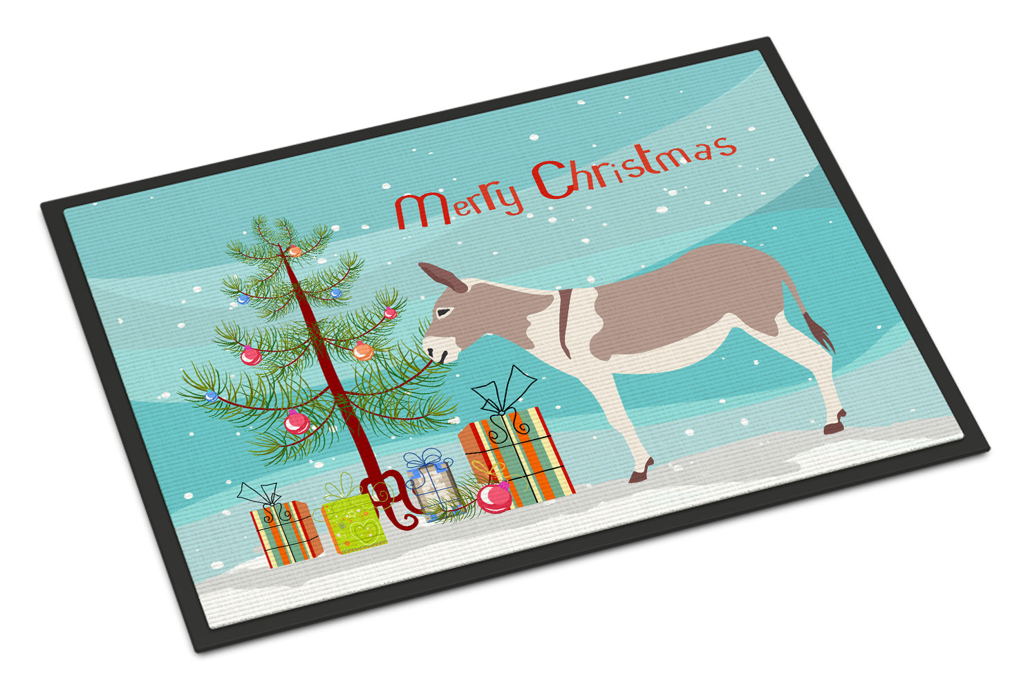 Australian Teamster Donkey Christmas Doormat Indoor Outdoor 18H X 27W Front Door Mat Rugs for Entryway, Non Slip Washable