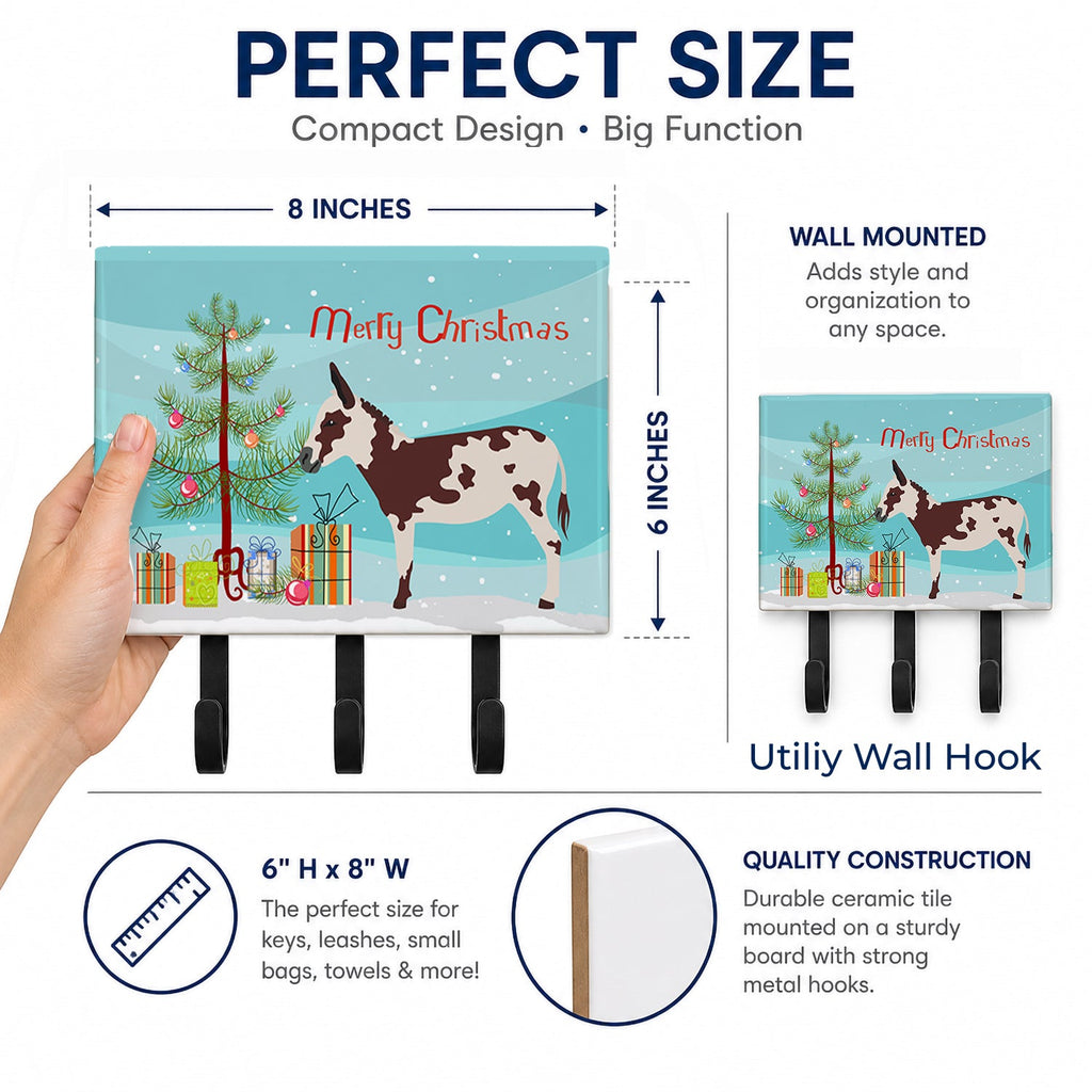 American Spotted Donkey Christmas Leash or Key Holder Wall Hooks, Coat Rack Wall Mount, for Hanging Keys, Towels, Aprons, Leashes