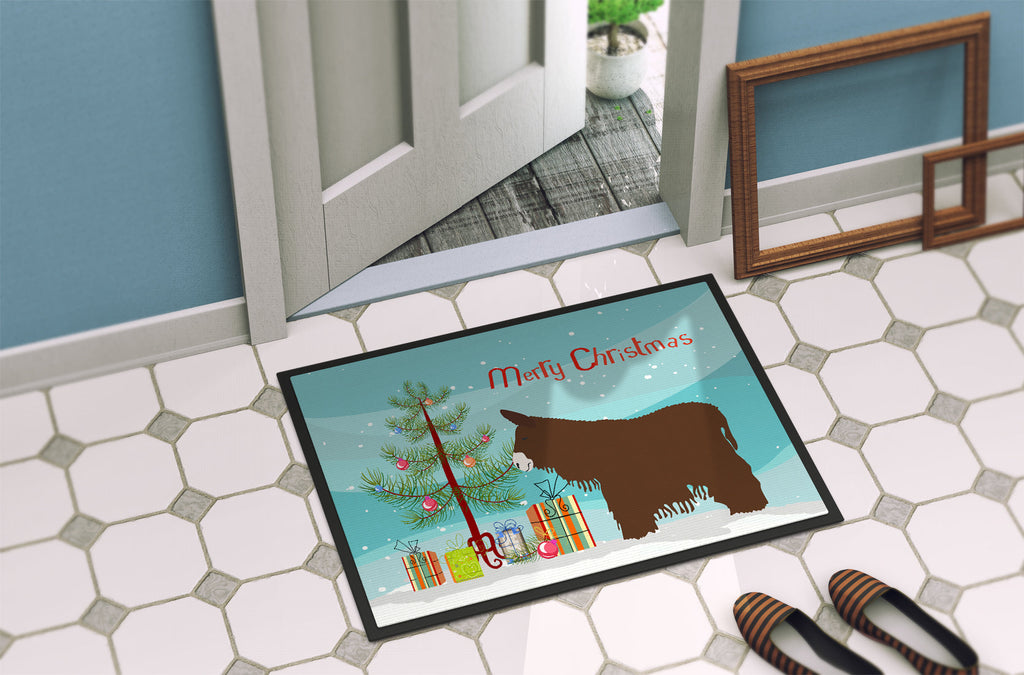 Poitou Poiteuin Donkey Christmas Doormat Indoor Outdoor 18H X 27W Front Door Mat Rugs for Entryway, Non Slip Washable