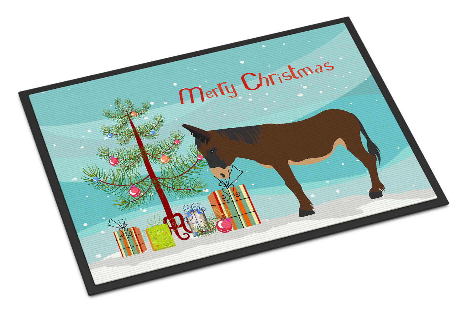 Zamorano-Leones Donkey Christmas Doormat Indoor Outdoor 24H X 36W Front Door Mat Rugs for Entryway, Non Slip Washable Low Pile,