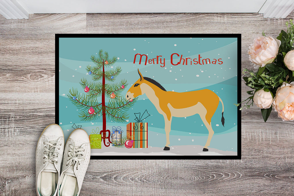 Turkmenian Kulan Donkey Christmas Doormat Indoor Outdoor 18H X 27W Front Door Mat Rugs for Entryway, Non Slip Washable