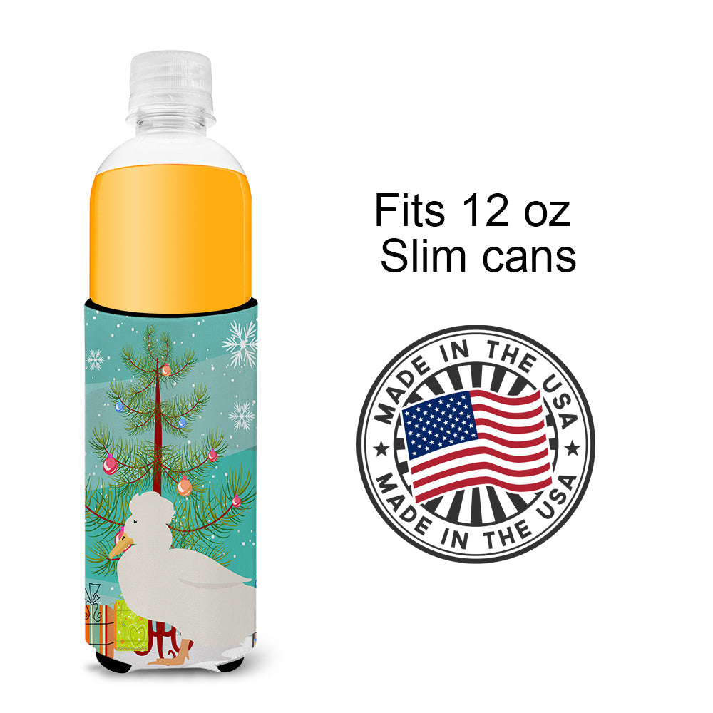 Crested Duck Christmas Slim Can Hugger , Insulated Foam Hugger for 12 oz Slim Cans, Beer Bottles & Water Bottles, Printed in USA