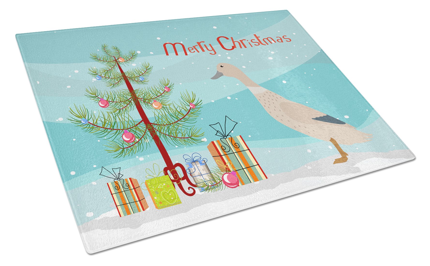 West Harlequin Duck Christmas Cutting Board Tempered Glass Kitchen Cutting Surface, Heat Resistant Chopping, Non-Slip Feet, Food Prep & Serving