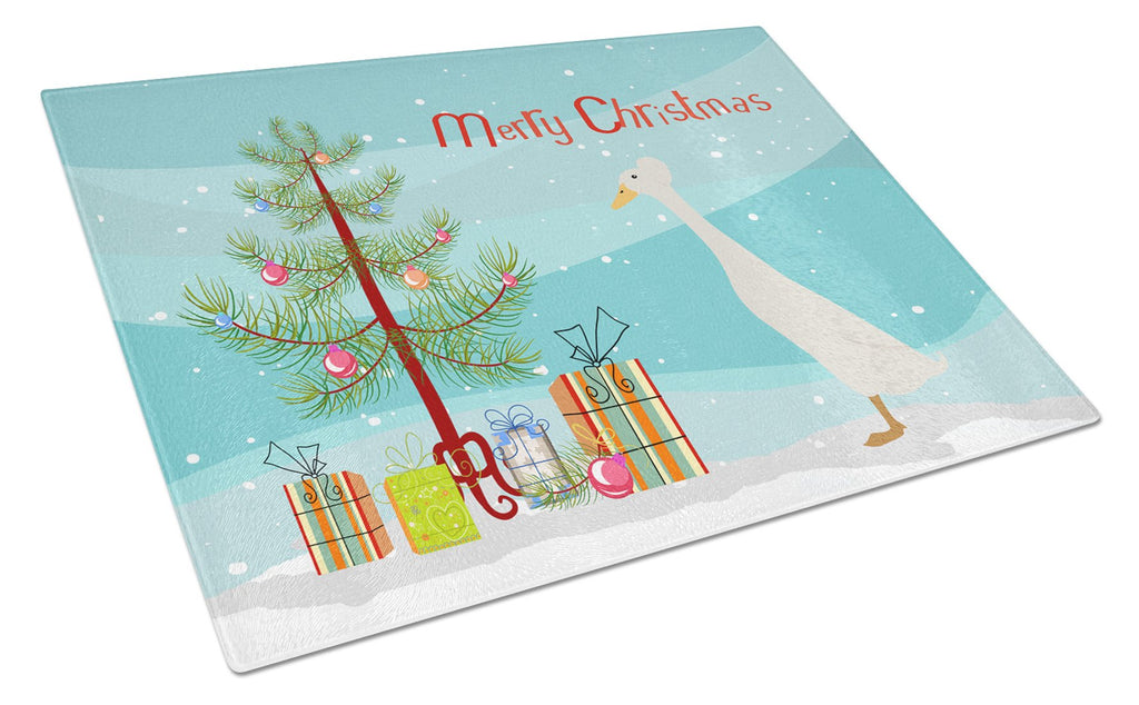 Bali Duck Christmas Cutting Board Tempered Glass Kitchen Cutting Surface, Heat Resistant Chopping, Non-Slip Feet, Food Prep & Serving