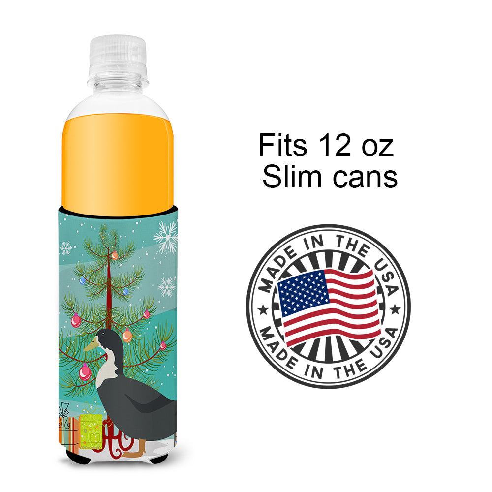 Blue Swedish Duck Christmas Slim Can Hugger , Insulated Foam Hugger for 12 oz Slim Cans, Beer Bottles & Water Bottles, Printed in USA