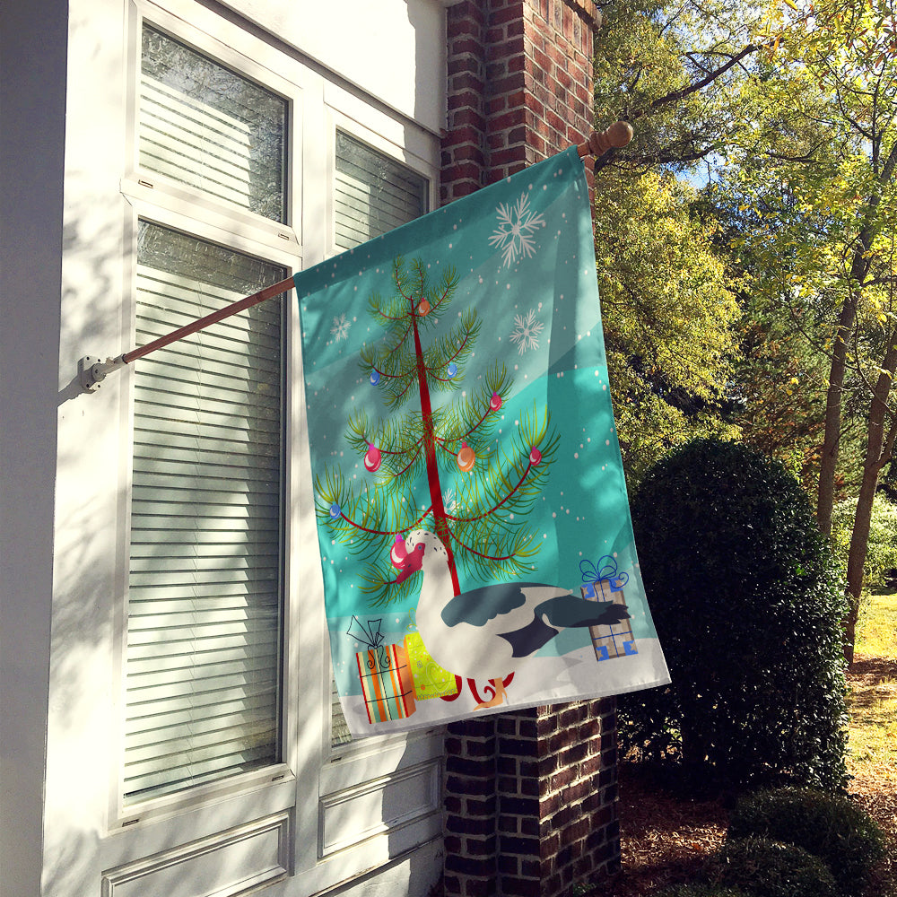 Muscovy Duck Christmas House Flag 28x40 Porch Sleeve Pole Decorative Outside Yard Banner Artwork Wall Hanging, Polyester