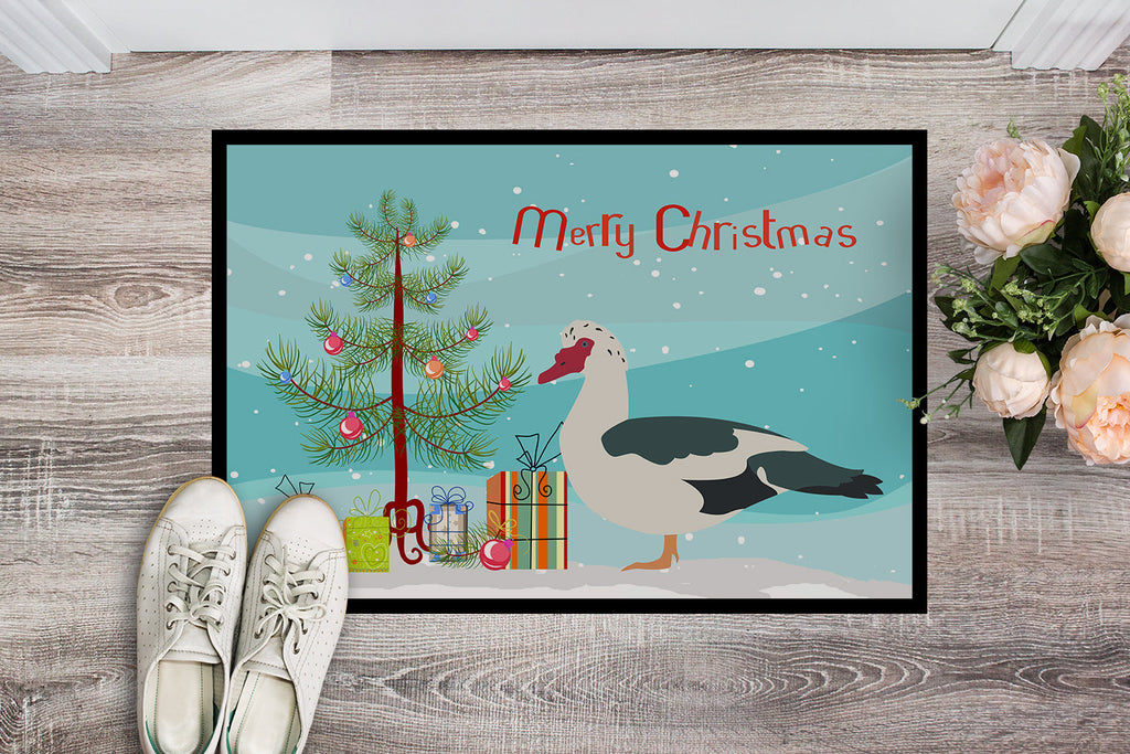 Muscovy Duck Christmas Doormat Indoor Outdoor 24H X 36W Front Door Mat Rugs for Entryway, Non Slip Washable Low Pile,