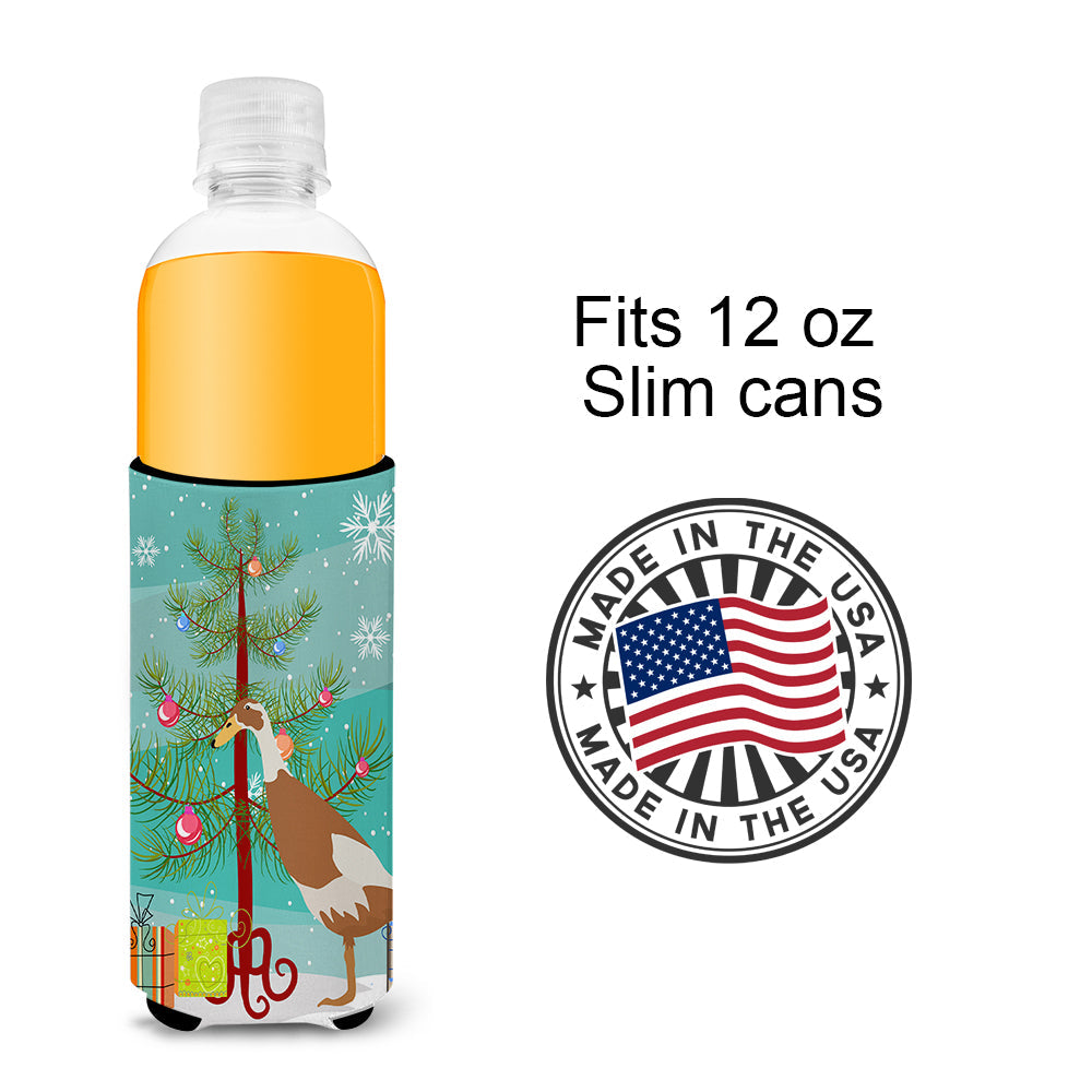 Indian Runner Duck Christmas Slim Can Hugger , Insulated Foam Hugger for 12 oz Slim Cans, Beer Bottles & Water Bottles, Printed in USA