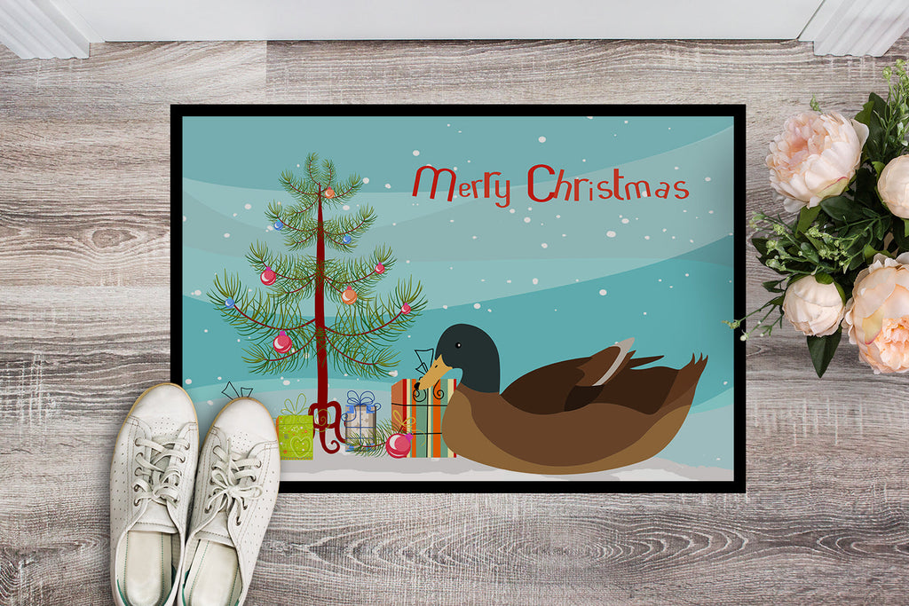 Khaki Campbell Duck Christmas Doormat Indoor Outdoor 24H X 36W Front Door Mat Rugs for Entryway, Non Slip Washable Low Pile,