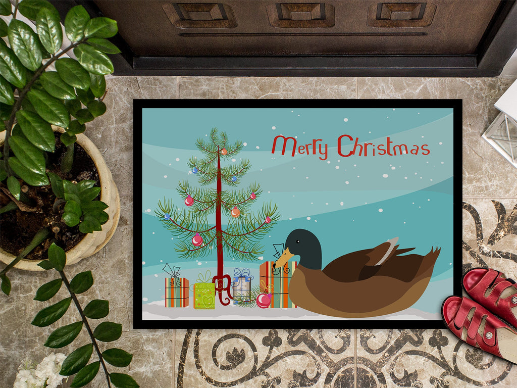 Khaki Campbell Duck Christmas Doormat Indoor Outdoor 24H X 36W Front Door Mat Rugs for Entryway, Non Slip Washable Low Pile,
