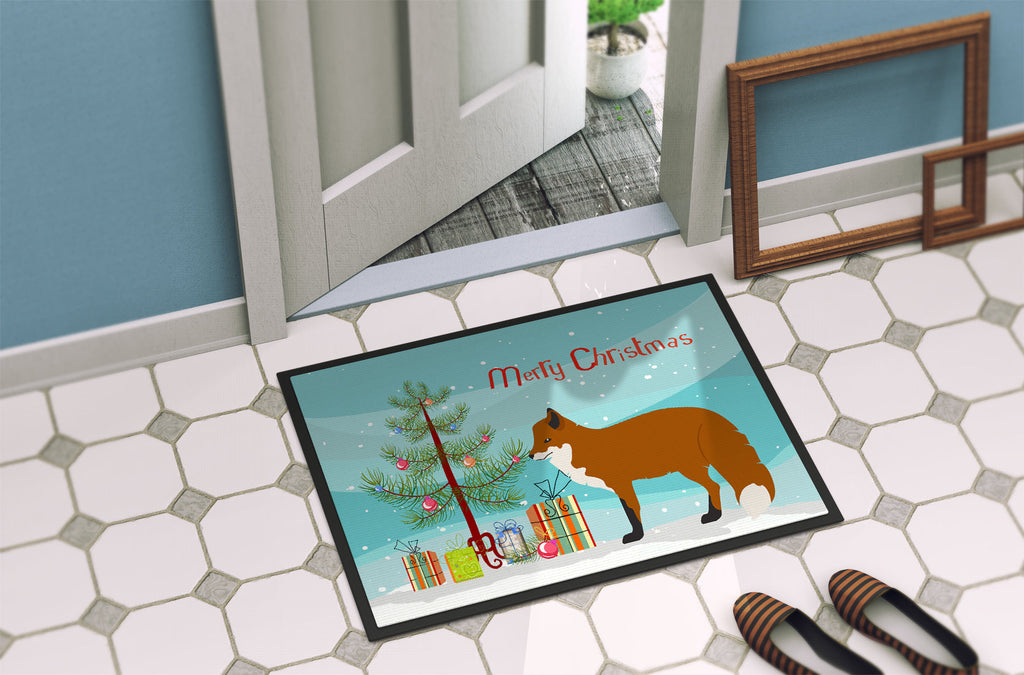 Red Fox Christmas Doormat Indoor Outdoor 18H X 27W Front Door Mat Rugs for Entryway, Non Slip Washable